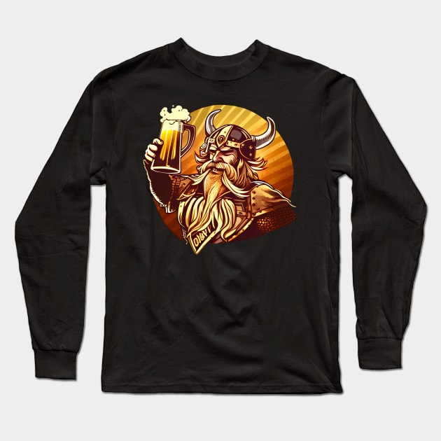 Beer Drunken Viking One Long Sleeve T-Shirt by MLArtifex